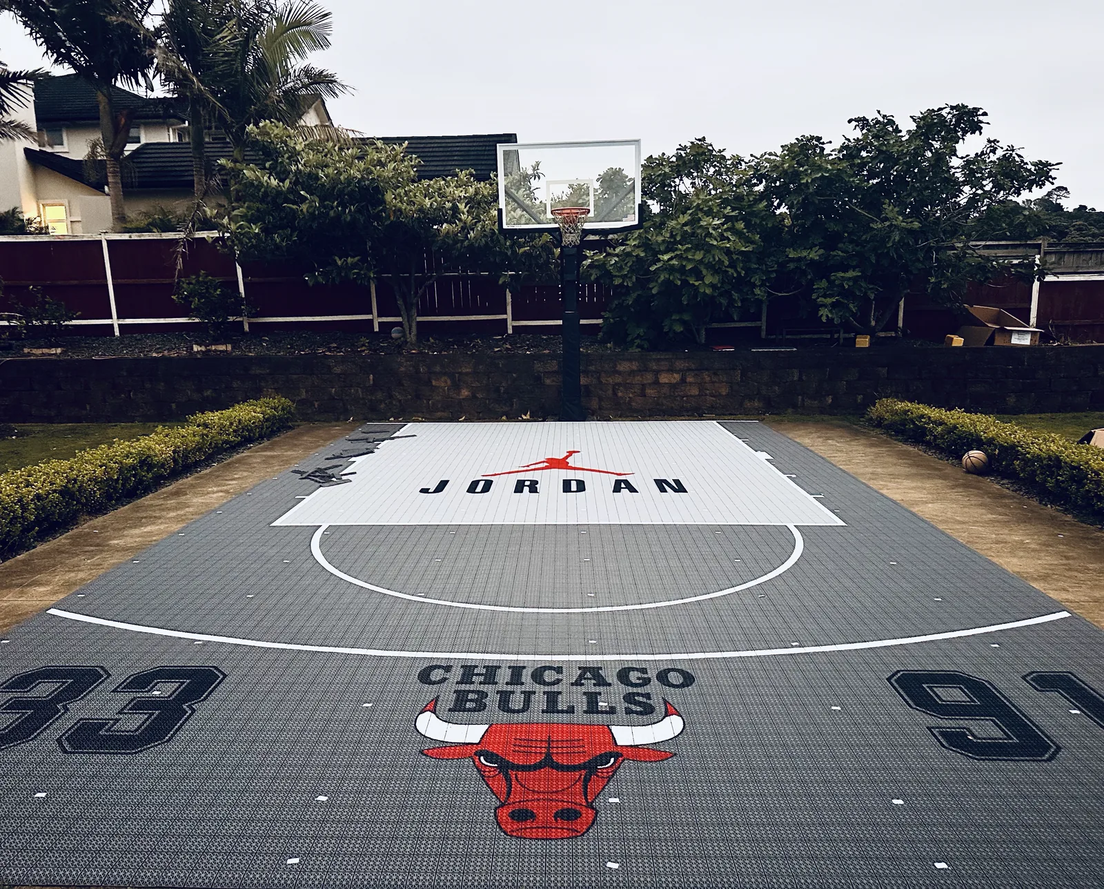 Basketball court at dusk