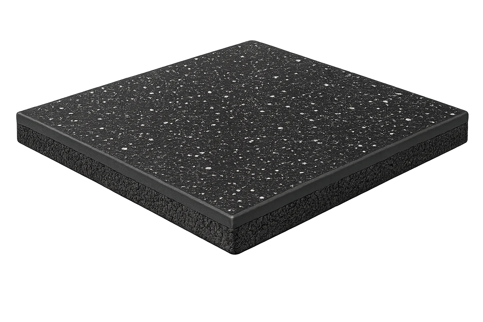 Large black speckled composite rolltop rubber tile